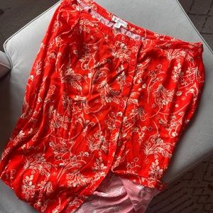 Treasure & Bond | Floral Print Front Button Skirt